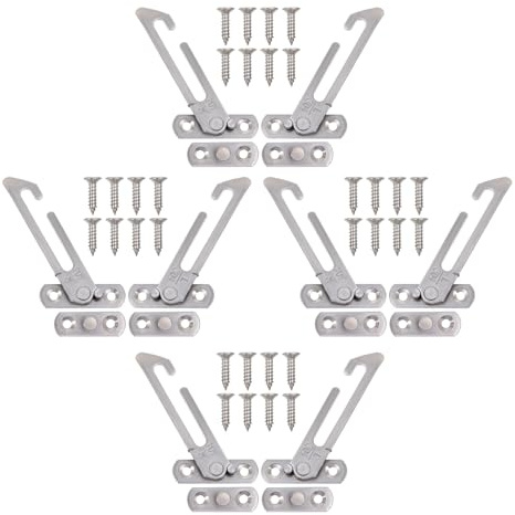 SOPOTUTU 4 Juegos Limitador de Ventana de Acero Inoxidable con Cerradura de Seguridad para Dispositivos de Control para Apertura Parcial y Protección Ventanas Abatibles