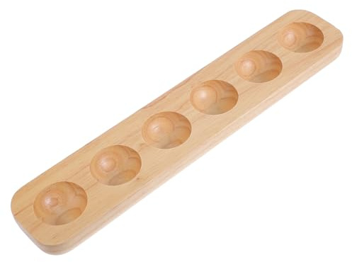 IWOWHERO Wood Egg Tray Single Row Solid Rubberwood Egg Holder for Refrigerator Shelf Stable Protective Kitchen Organizer and Decorative Serving Platter