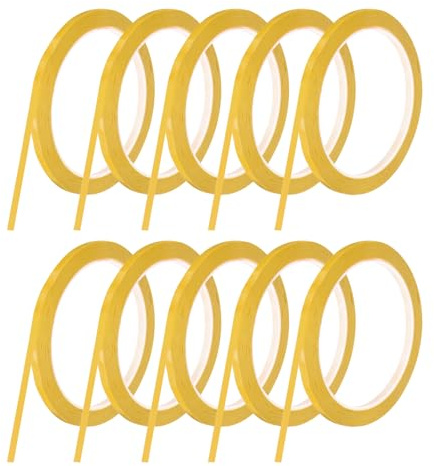 QUARKZMAN 10 Rollen Whiteboard Tape Grafik Chart Tape 5mm 50m Gelb | Kunst Dünnes Selbstklebendes Pinstripe Masking, Für Geschenkverpackung Bastelbedarf