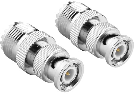 Dilwe RF-Koaxial-Adapter, BNC-Stecker auf UHF-Buchse, 50 Ohm Impedanz, Messingstecker für Funkscanner, Amateurgeräte mit SO239 PL259 Antennenkabeln