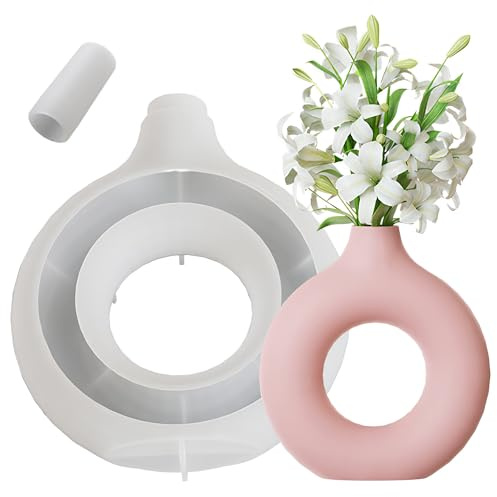 DHER Vase Silikon Formen Diy Harz Formen GießForm Kreisvase Form | Kristall Epoxidharzform Kreative Vasenanordnung Blume GeräT Silikonform Dekoration Form