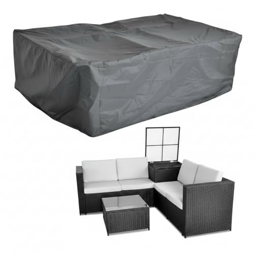 Mucola Schutzhülle Gartenmöbel Abdeckung Loungemöbel 185x185x70 cm Schwarz | Mit Kordelzug am Saum für sicheren Halt, UV-Schutz, robustes PE-Gewebe, pflegeleicht abwischbar, für Rattan Sofa und Sessel