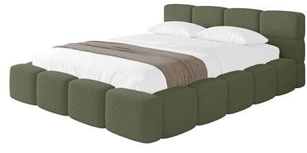 ALTDECOR Polsterbett mit Bettkasten und Lattenrost, Bett mit Matratze H3/H4, Kopfteil, Boxbett, Doppelbett mit Stauraum - NATA-v1 180x200 Grün