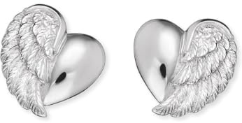 Herzengel Herzflügel Ohrstecker Kinder Edelstahl IP Rhodium – Kleine Ohrringe Herz & Flügel Geschenk Mädchen