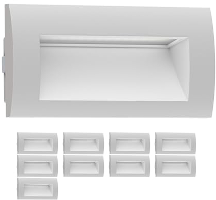 ledscom.de 10 Stück LED Wandeinbauleuchte ZIBAL, Downlight für außen, IP65 matt, 140 x 70mm, 3,3 W, 223lm, kaltweiß