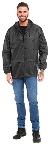 MyShoeStore Unisex Plain Kagool Raincoat Mens Womens Ladies Waterproof Summer Hooded Cagoule Lightweight Casual Jacket Shower Proof Windbreaker Kagoul Outdoor Festival Mac Top