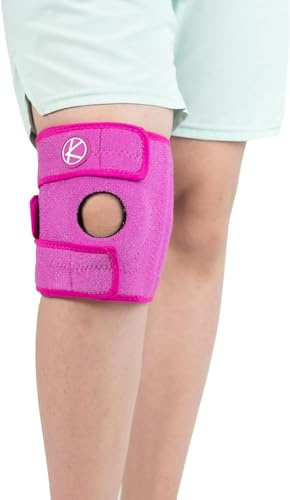 KARM Kniebandage Kinder – Verstellbare Knie Unterstützung für Mädchen & Jungen – Stabilität & Komfort für Sport, Fußball & Alltag – Kids Knee Support Brace (Einheitsgröße, Rosa)