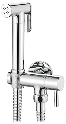 Ibergrif M22016R - Set Doccetta Esterno per WC e Bidet, Acqua Calda e Fredda, Incasso, Cromo, Argento