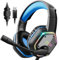 EKSA E1000 USB Gaming Headset for PC - Computer Headphones with Microphone/Mic Noise Cancelling, 7.1 Surround Sound Wired Headset & RGB Light - Gaming Headphones for PS4/PS5 Console Laptop (Blue)
