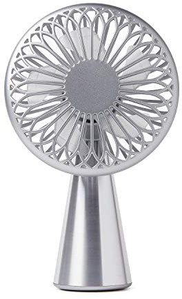 Lexon Wino - Mini ventilateur de bureau sans fil, 3 vitesses de flux d'air, lames ultra-silencieuses, 5 h, rechargeable via USB-C (câble inclus) ou QI sans fil - Aluminum