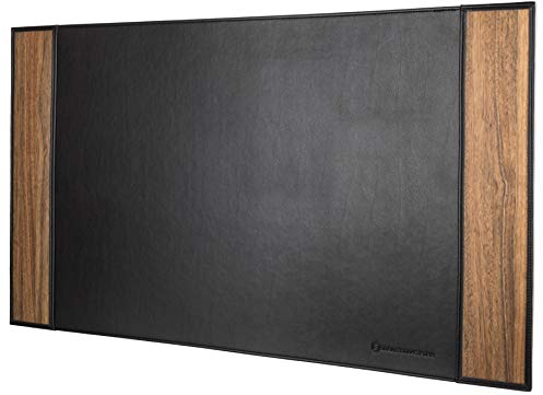 Sebastian Sturm Schreibtisch-Unterlage STEVE | Echt-Holz und Kunstleder | Schreibunterlage Büro Schwarz | By Sebastian Sturm (Holz Amazaque, 28 Zoll)