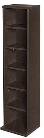 Lillyvale DVD Storage Tower Rack 102 CD unit shelf organiser archieve wood black White (Dark Brown)