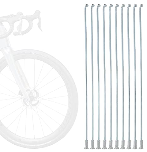 Tissting 10 Piezas Radios de Bicicleta,Radios de Rueda de Bicicleta de 13G 2,2 mm Radios de Acero Inoxidable Accesorios de Hardware de Bicicleta de montaña Radios de tamaño Opcional