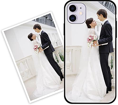 Sunrive Personalisierte Hülle kompatibel mit iPhone 11 Handyhülle Benutzerdefiniert Gehärtetes Glas Weicher Etui mit Eigenem Foto Bild Text Individuelle + Displayschutzfolie
