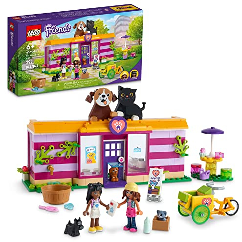 LEGO Friends Pet Adoption Café 41699 Building Kit; Birthday Gift Idea Comes with Olivia and Priyanka Mini-Dolls, 2 Dogs and 1 Cat Toy; for Kids Aged 6+ (292 Pieces)