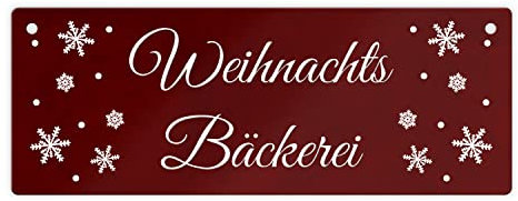 Weihnachten Metallschild in rot zum Thema WeihnachtenDezember Metall-Schild Weihnachten Blechschild Weihnachtsbäckerei Aluminium Schild Schneeflocke