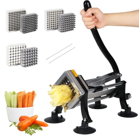 Anatole Pommesschneider Kartoffelschneider Professioneller mit 8mm 10mm 12mm Klingen aus Edelstahl Pommes Frites Schneider Manuell Gemüseschneider Zwiebelschneider Kommerziell