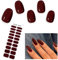 EBANKU 20PCS Semi Gel Nail Strips, Dark Red Gel Nail Stickers Long Lasting Gel Strips for Nails UV Gel Nail Stickers with Nail File & Wooden Stick for Women Manicure