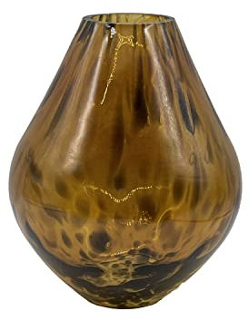 innaGLAS INNA-Glas Vase en Verre bombé Russell, Motif léopard, Brun-Transparent, 22cm, Ø17cm - Vase à Fleurs