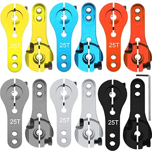DAOKAI 25T Aluminum Dual Clamping Metal Servo Arm Horn, 6 Colors, RC Model Motor Spare Parts For RC Car/Model Boat/Truck/Airplane (12Pcs)