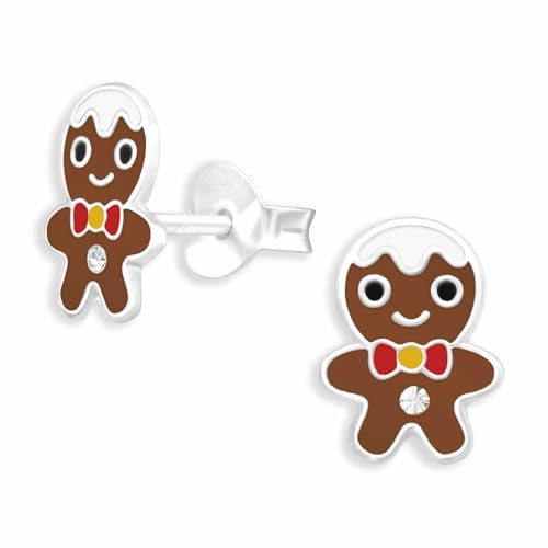 Monkimau Lebkuchenmann Ohrstecker Ohrringe aus 925 Silber Schmuck Silberohrringe Medizinisch für Kinder Mädchen Damen Frauen