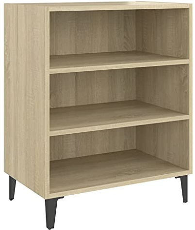 vidaXL Sideboard mit 3 Regalböden Bücherregal Standregal Beistellschrank Bücherschrank Regal Schrank Kommode Anrichte Sonoma-Eiche 57x35x70cm Holzwerkstoff