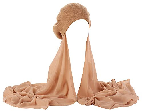 JDYaoYing Muslimischer Hijab-Bezug, langer Schal mit Baskenmütze, sofortiger Hijab-Wickelschal, Kopftuch, khaki, 32