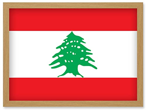 Artery8 Lebanon National Flag Patriotic Vexillology World Flags Country Region Poster Artwork Framed Wall Art Print A4