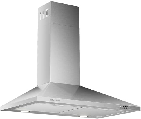 30 Inch Wall Mount Range Hood Stainless Steel Ducted/Ductless Convertible Kitchen Exhaust Hood with 450 CFM Motor, 3 Speed Fan, LED Lighting and Dishwasher Safe Filters
