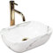 Rea Vasque à poser Belinda Mini Shiny Aiax Lavabo Salle de Bain 365 x 250 x 115 mm en Céramique (Blanc, imitation de marbre)