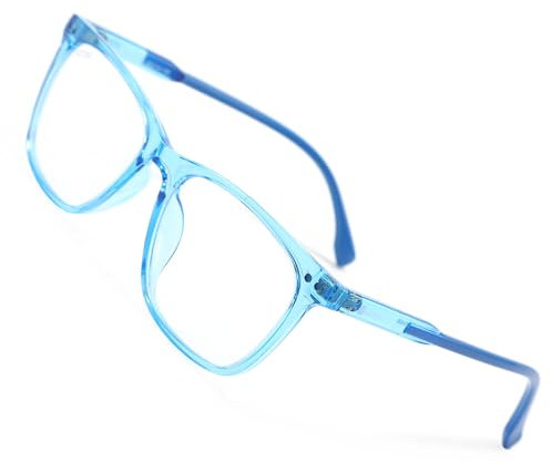 ATOM 100% UV Protection Kids Blue Light Blocking Glasses - Suitable for kids aged between 5 to 12 Years Children Blue Light Blocking Glasses for Boys and Girls (Transparent Blue & Clear)