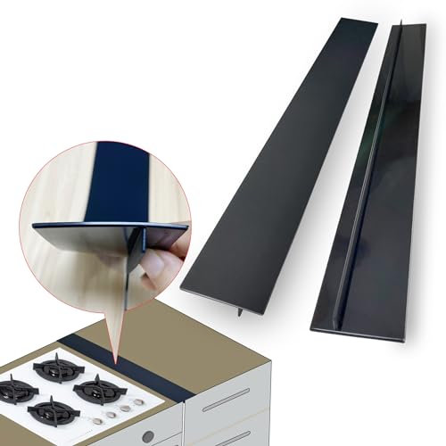 Donpearl 30 inch Black Stove Gap Covers (2 Pack), Silicone Gap Filler for Stove and Counter, Oven Edge Side Gap Guards, Kitchen Range Crumb Catcher Strips between Stovetop and Countertop