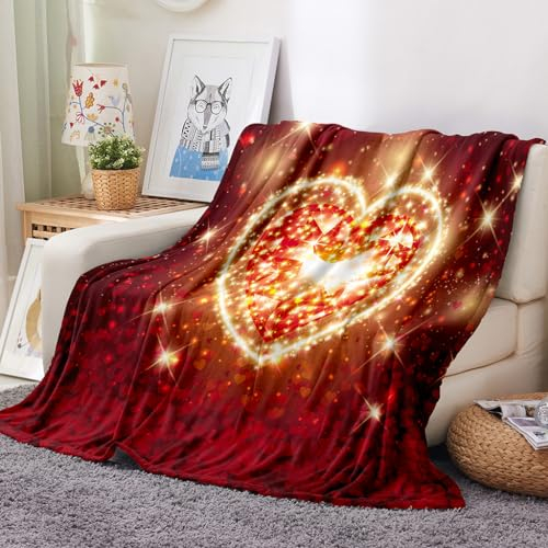 Hixingo Kuscheldecke Fleecedecke Wolldecke, 3D Herz Mikrofaser Sofa Überwurfdecke Kuscheldecke Flauschig Sofadecke, Weich Sofaüberwurf Couchdecke Wohndecke Fleecedecke (150x200cm,Rubin)