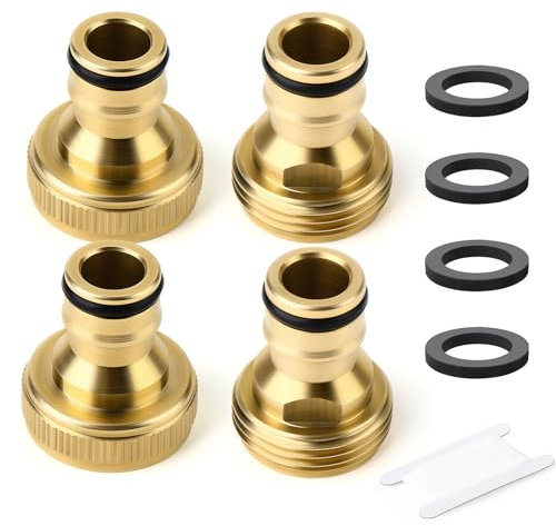 ERGAOBOY 4 pezzi 3/4 GHT filettatura ottone maschio e femmina tubo da giardino connettore rapido set facile acqua tubo collegare raccordo con nastro e gomme