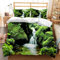 Bettwäsche 135x200 Grünes Moos Bettwäsche-Sets Landschaft 3D Druck Bettbezug Grünes Moos Weiche Mikrofaser 3 Teilig Bettbezüge mit Reißverschluss und 2 Kissenbezug 80x80cm E1549