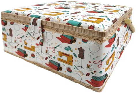 Boîte à Couture Grande, boîte à couture doublée en tissu avec compartiments, boîte de couture, cadeau pour mères, amis, sœurs,