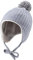 Sterntaler Inkamütze gerippt Unisex Warme Babymütze mit angeschnittenen Ohrenklappen & Bindeband, gefüttert - Strickmütze Baby mit Bommel -graublau,49