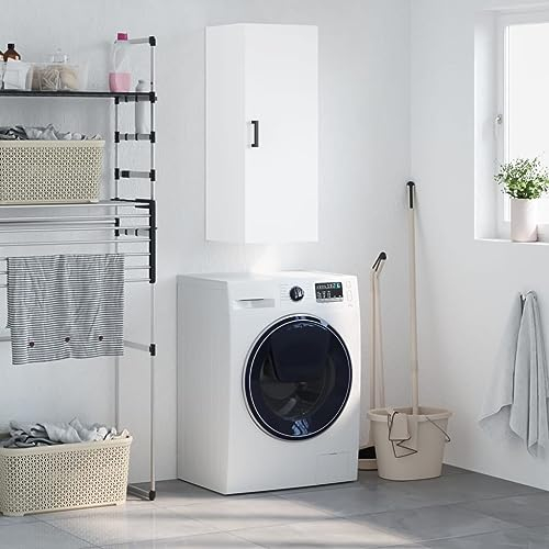 UTSRABFA Anrichte Vitrinenschrank Beistellschrank Flurschrank Wandschrank Weiß 34,5x34x90 cm Geeignet für Wohnzimmer, Küche, Bad, Arbeitszimmer