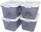 Aoki Box , Boite Rangement Plastique avec Couvercle, 45L, Lot de 4, Transparent, Clips de Fermeture, Poignée, Empilable, Portable, Solide & Durable, pour Dressing, Garage, Chambre, Bureau