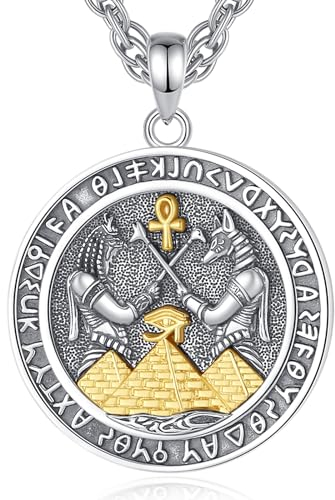 CELESTIA Anubis und Horus Ankh Kette Frauen Silber 925 Ägypten Götter Ägyptischer Schmuck Ägyptische Besondere Geschenke für Frauen Damen Herren Vintage