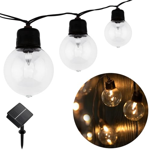 Lumiled Solar Lichterkette Außen 50x LED 16,7 M Solarlichterkette Garten Außenlichterkette Solarkette Solarleuchte Außenleuchte Kugel IP44 Warmweiß 3000K blinkend Ostern Glühbirnen