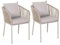 Mendler 2er-Set Gartenstuhl HWC-N41, Outdoor Armlehne, wetterfest Aluminium Seilgeflecht Rope - grau Kissen grau