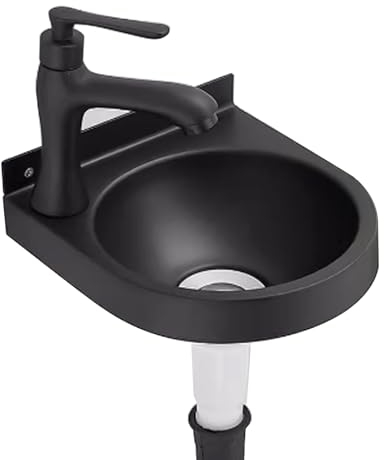 Edelstahl Schwarz Waschbecken, Wohnmobil-Spüle, Klein Lavabo, Handwaschbecken, Einzelne Schüssel Spülbecken, Ablaufgarnitur, Waschschale für Camper, Van, Bar (Edelstahl)