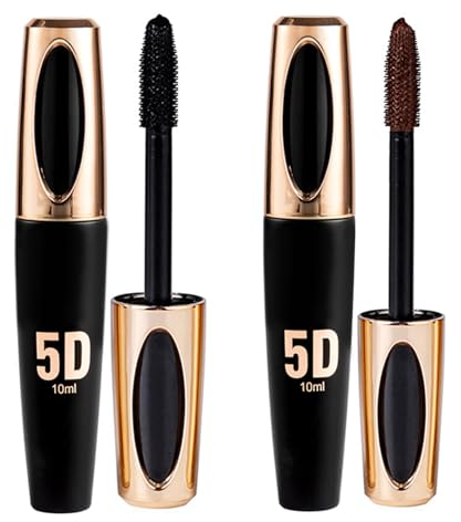 YANINEE 2PCS 10ml 5D Silk Fiber Mascara Wasserfest, Wimperntusche Schwarz