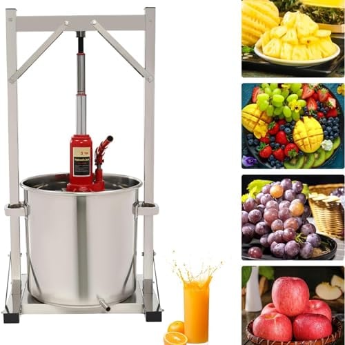 Pressoir à vin de fruits manuel de 22 L, presse à cidre en acier inoxydable avec hydraulique, opération simple, efficace et permettant de gagner du temps, facile à nettoyer, pour faire du cidre, du vi