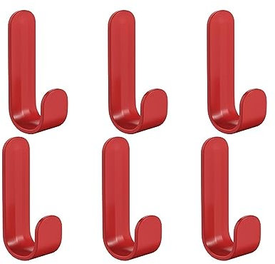 GOFDASY 6 x Handtuchhaken, selbstklebend, starke Wandhaken, Türaufhänger, Schlüssel, Tasche, Kleiderhaken, Halter, Zuhause, Organizer, Küche, Badezimmer, Zubehör (rot, 6 Stück)