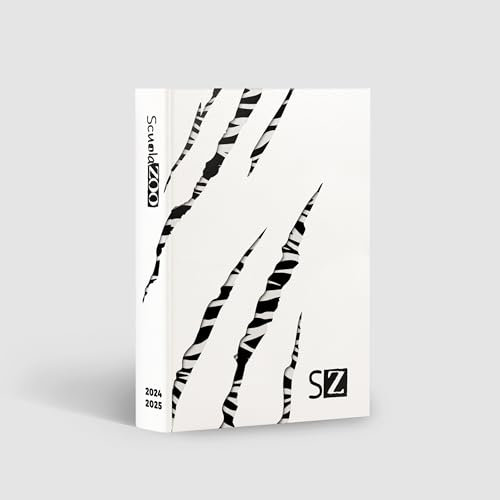 ScuolaZoo Schülerkalender 2024-2025 mit Memes und Aufklebern, erhältlich mit 6 Deckblättern und 2 Größen (Weiß/Zebra, 13 x 17 cm)