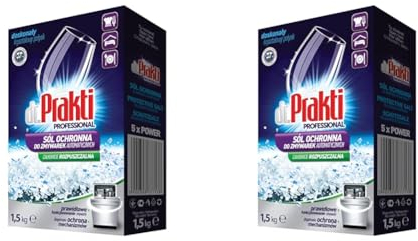 dr.Prakti Sal para Lavavajillas, suaviza el agua y previene eficazmente la cal en el lavavajillas y en la vajilla, 1,5 kg (Paquete de 2)
