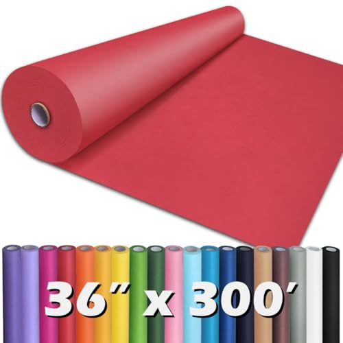 PerkHomy rote Kraftpapierrolle, 91,4 x 9,1 cm, für Geschenkverpackungen, Blumenstrauß, Blumenkunst, Malerei, Handwerk, Schreiben, Verpackung, Versand, 80 g/m², 25 kg (Rot, 91,4 x 76,2 cm)