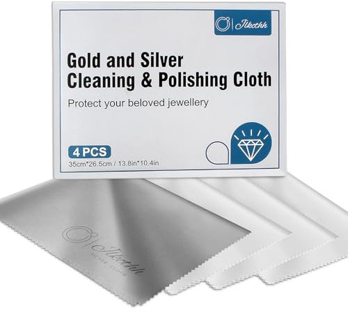 4 PCS Jewelry Cleaning and Polishing Cloth, 100% Pure Cotton Silver Polishing Cloth for Sterling Silver & Gold & Platinum Jewelry and Large Silverware